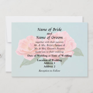 Two Delicate Pink Roses Invitation