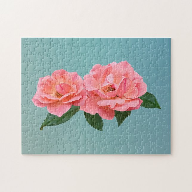 Two Delicate Pink Roses Jigsaw Puzzle (Horizontal)