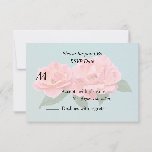 Two Delicate Pink Roses RSVP Card (Front)