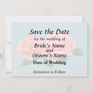 Two Delicate Pink Roses Save The Date