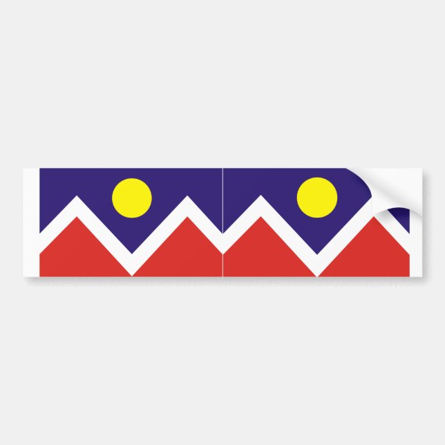 TWO Denver, Colorado Flag Bumper Sticker (Front)