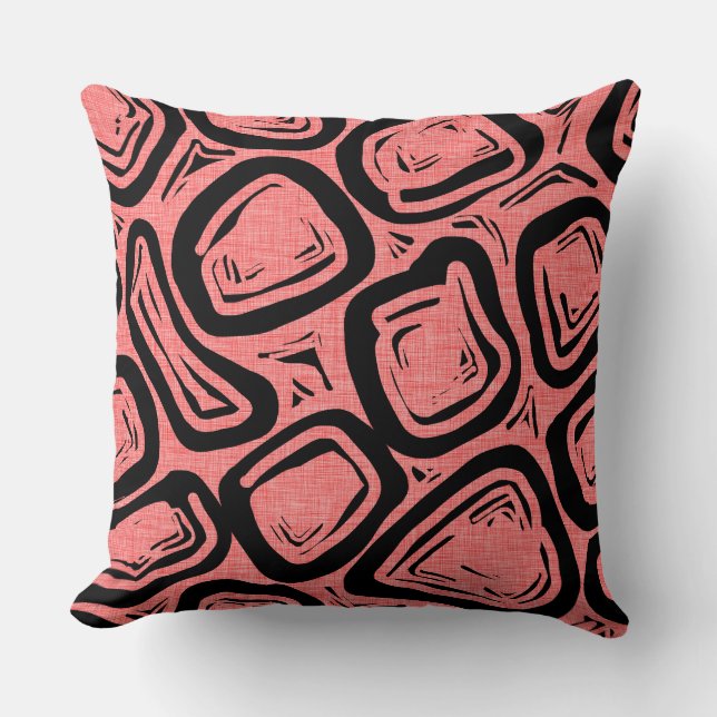 Two Designs Mid Century Modern Atomic Shapes Throw Pillow (Front)
