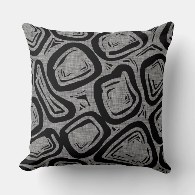 Two Designs Mid Century Modern Atomic Shapes Throw Pillow (Front)