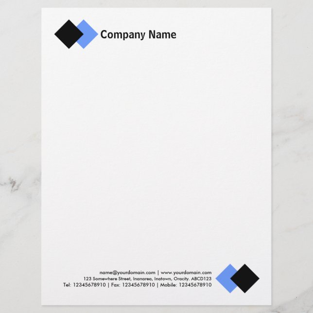 Two Diamonds - Black and Baby Blue Letterhead (Front)