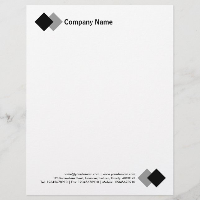 Two Diamonds - Black and Gray Letterhead (Front)
