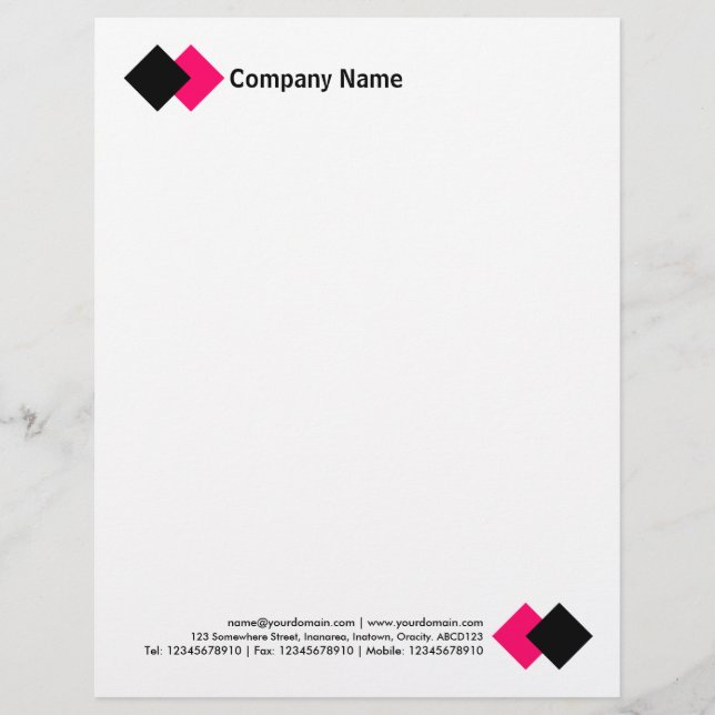Two Diamonds - Black and Neon Red Letterhead (Front)