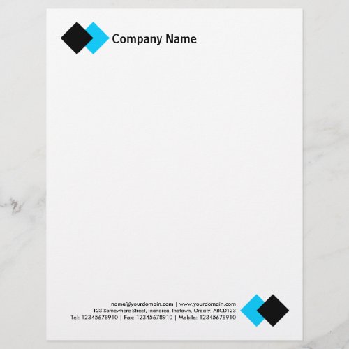 Two Diamonds _ Black and Sky Blue Letterhead