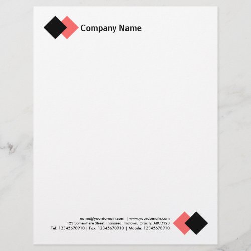 Two Diamonds _ Black and Tropical Pink Letterhead