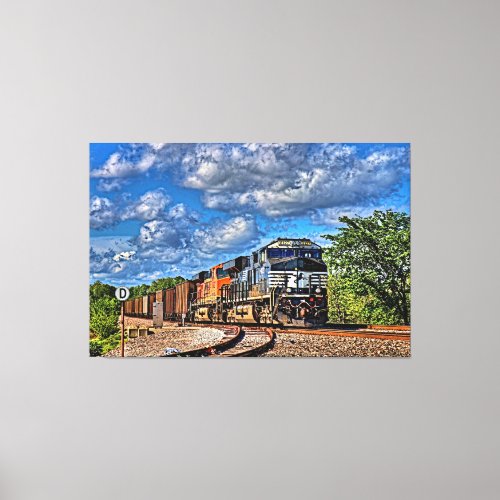Two Diesel Locomotive Freight Train 60x 40 Large Canvas Print