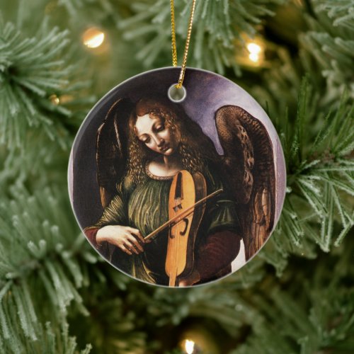 Two Different Angels by Leonardo da Vinci Ceramic Ornament