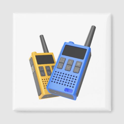 Two different colored walkie_talkies magnet