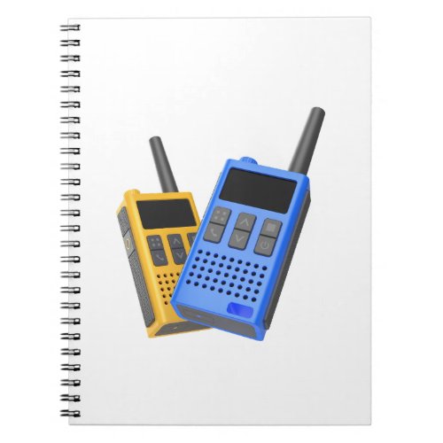 Two different colored walkie_talkies notebook