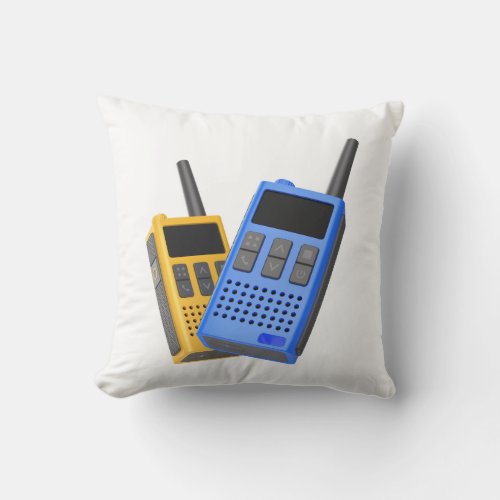 Two different colored walkie_talkies throw pillow