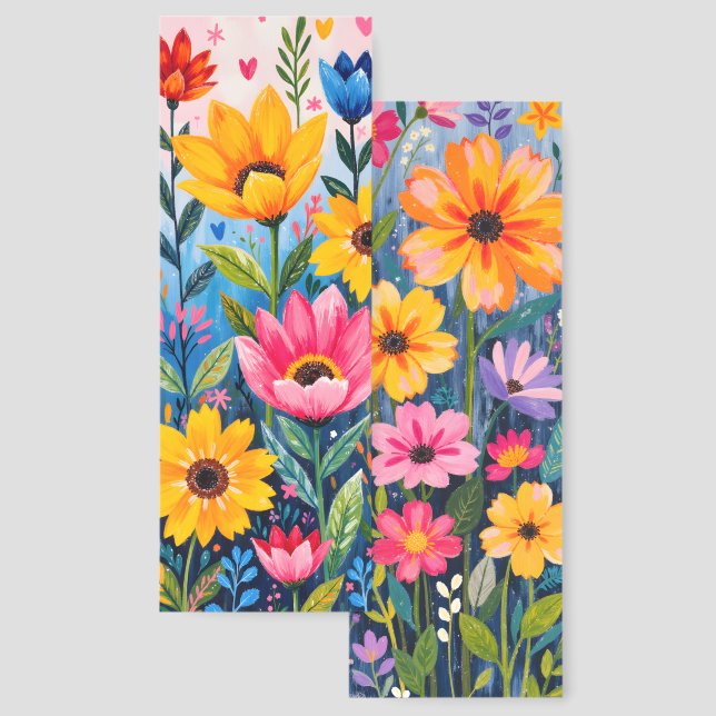 Two Different Images Bright Yellow Pink Purple Bookmarks (Front & Back)