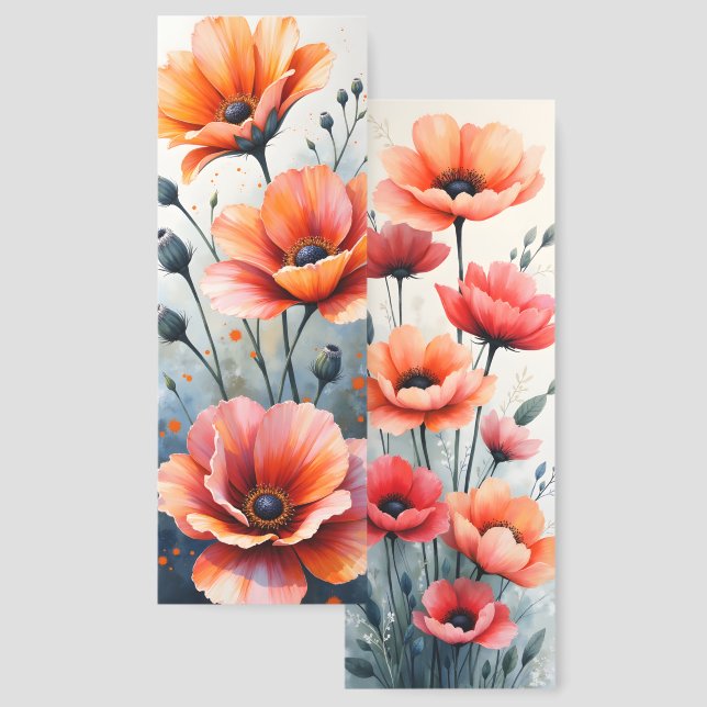 Two Different Images Whimsy Floral Illustrations Bookmarks (Front & Back)