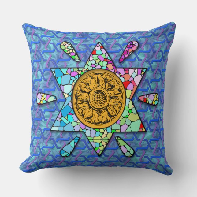 Two different Star of David motifs Throw Pillow (Front)