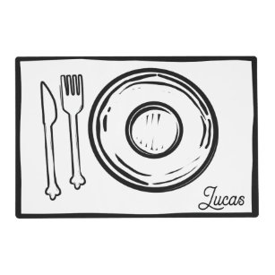 Two Dimensional Black and White Comic Style Custom Placemat