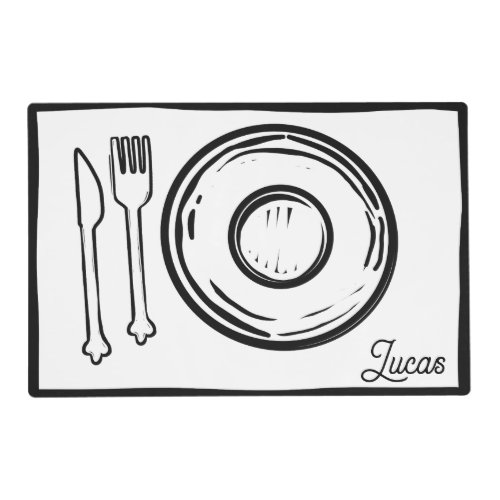 Two Dimensional Black and White Comic Style Custom Placemat