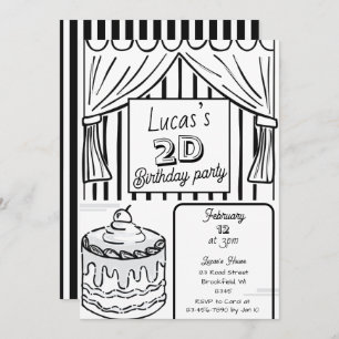 Two Dimensional Comic Style Birthday  Invitation