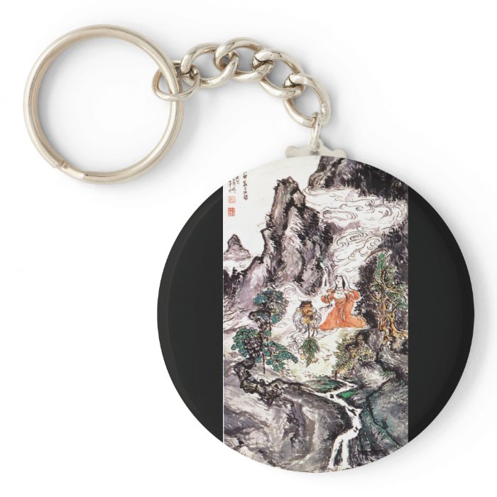 Two Divinities Dancing c. 1924 Japanese Painting Keychains