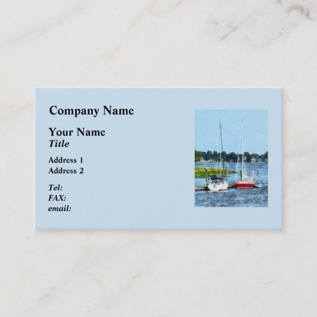 Two Docked Sailboats Norwalk, CT Business Card (Front)