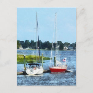 Two Docked Sailboats Norwalk, CT Postcard