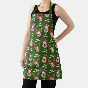 Two Dog Photo Santa Reindeer Antler Hat Christmas Apron