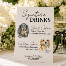Two Dog Wedding Signature Drinks Bar Sign