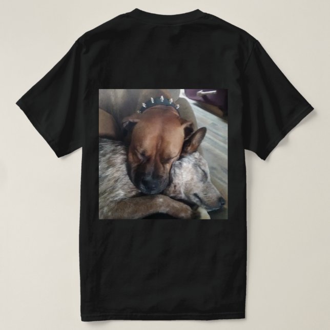 Two Dogs Cuddling Peacefully T-Shirt (Design Back)