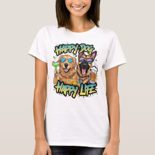 Two Dogs Drinking Beer and Wearing Sunglasses T-Shirt