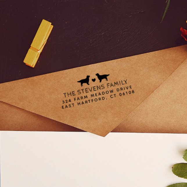 Two Dogs Heart Name & Address Self-inking Stamp (Creator Uploaded)