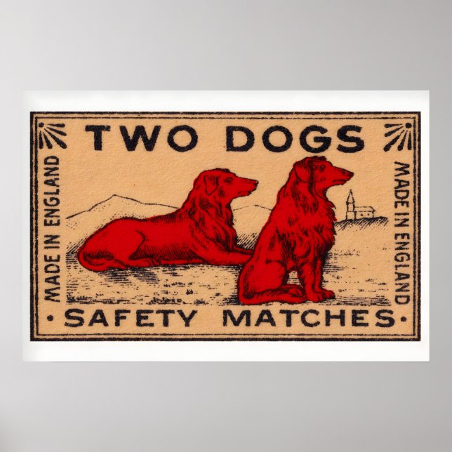 Two Dogs - Matchbox Print - Sweden Wall Art (Front)