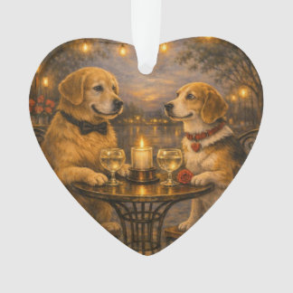 Two Dogs on a Date • Acrylic Heart Ornament