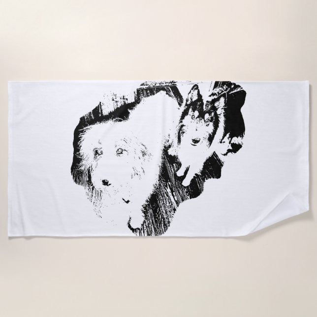Two Dogs, One Bond  Beach Towel (Front)