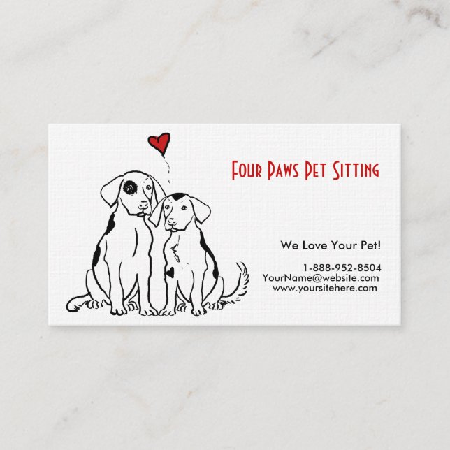 Two Dogs Pet Sitting Business Card (Front)