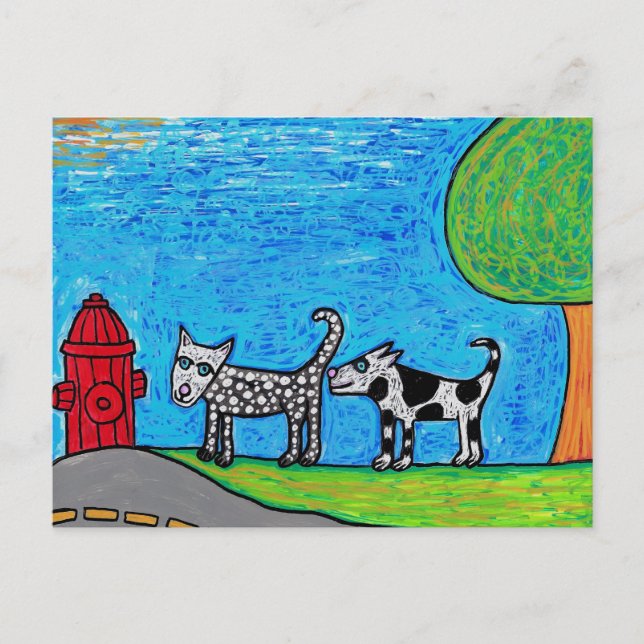 Two Dogs Sniffing Butt Postcard (Front)