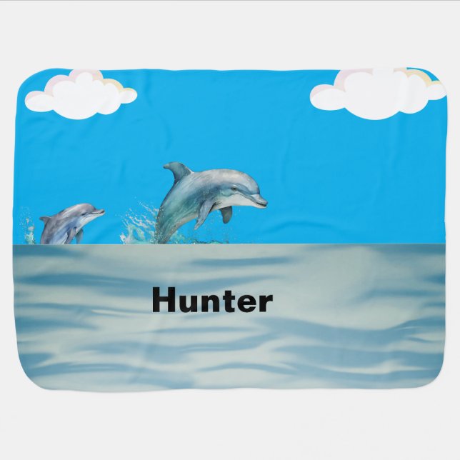 Two Dolphins playing Baby Blanket (Horizontal)
