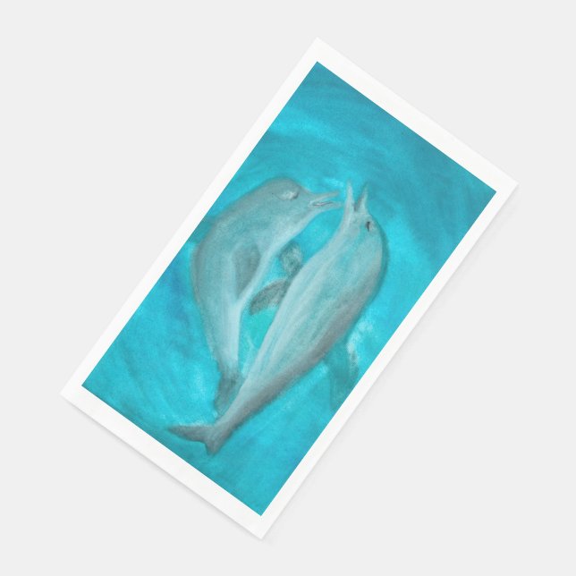 Two Dolphins Playing Wild and Free in the Ocean  Paper Guest Towels (Corner)