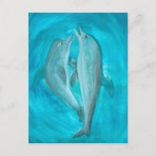 Two Dolphins Playing Wild and Free in the Ocean Postcard