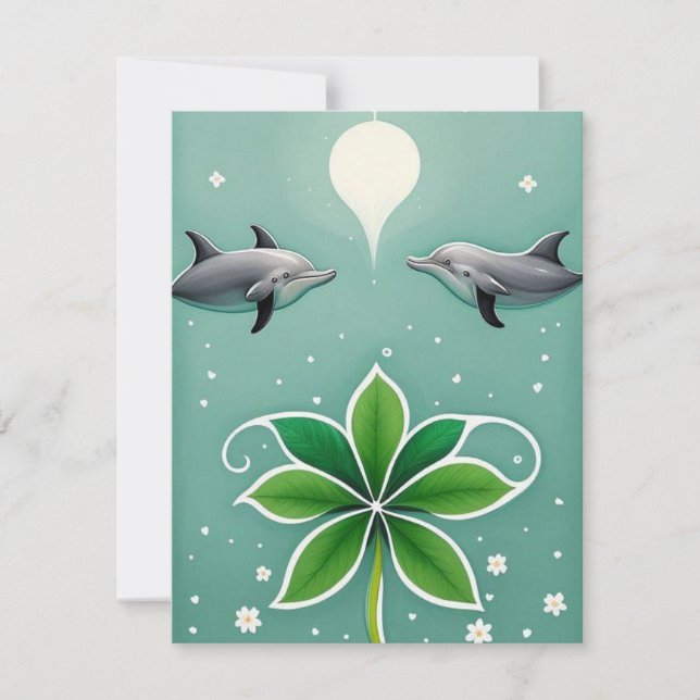 Two Dolphins Swimming Note Card (Front)