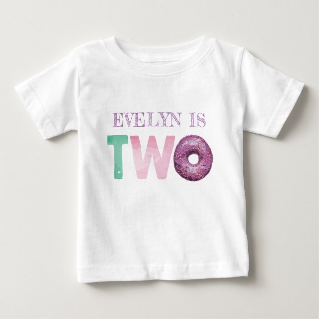 Two Doughnut Birthday Personalized Baby T-Shirt (Front)