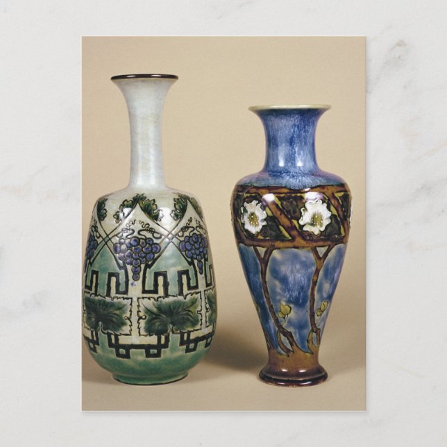 Two Doulton vases by Eliza Simmance, c.1880 Postcard (Front)