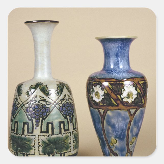 Two Doulton vases by Eliza Simmance, c.1880 Square Sticker (Front)