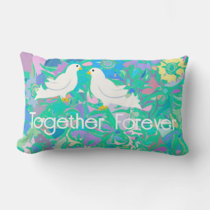 Two Doves Anniversary Wedding Lumbar Pillow