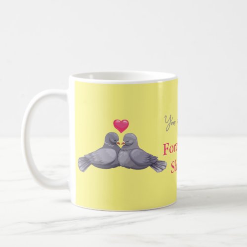 two doves in love  isolated birds valentine day coffee mug