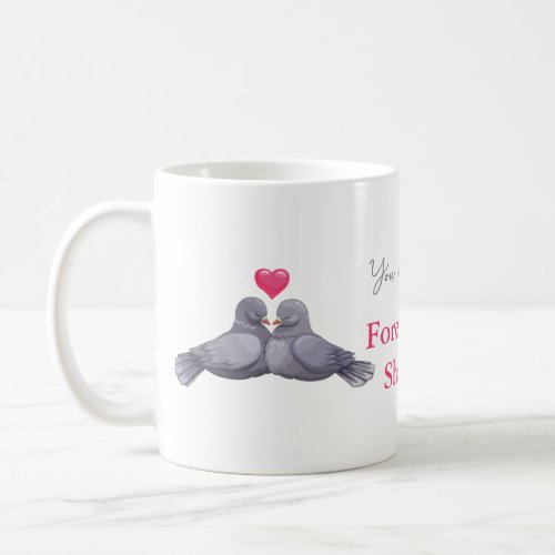 two doves in love  isolated birds valentine day coffee mug