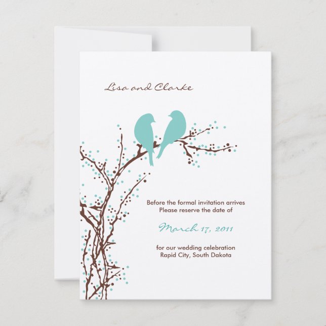 Two Doves {mod} Save the Date Announcements (Front)