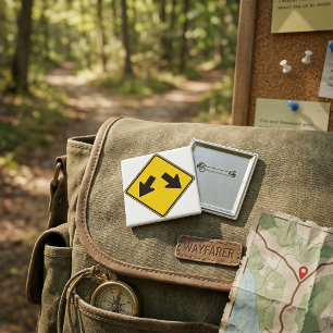 Two Downward Arrows Warning Road Sign Button