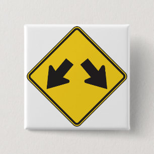 Two Downward Arrows Warning Road Sign Button