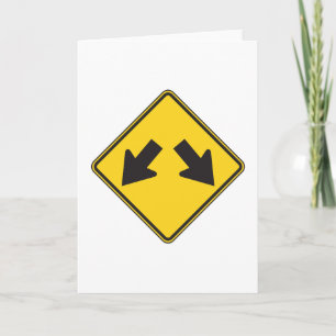 Two Downward Arrows Warning Road Sign Card